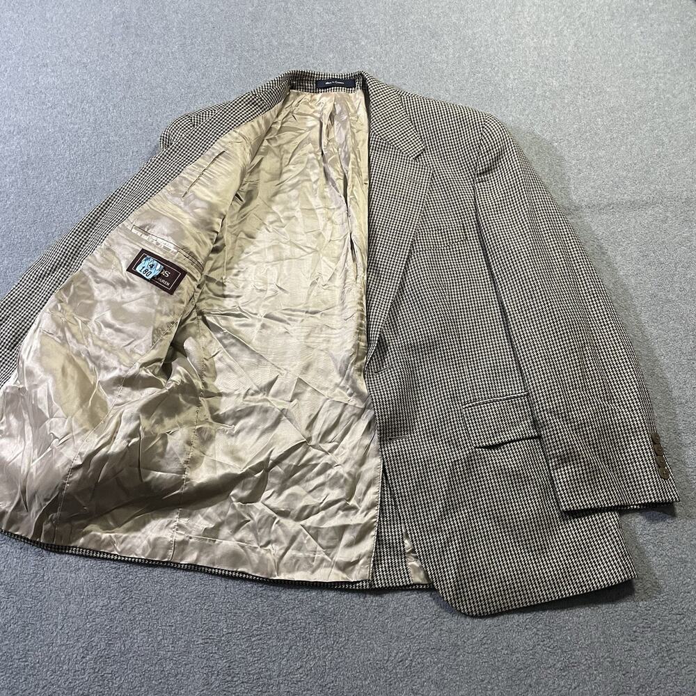 Chaps Ralph Lauren 42S Houndstooth Blazer Silk Wool Sport Coat Canada Vintage